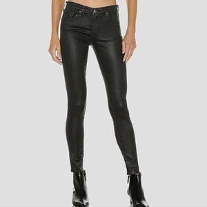 AG Legging Ankle Super Skinny Jeans Leatherette Black Coated 27